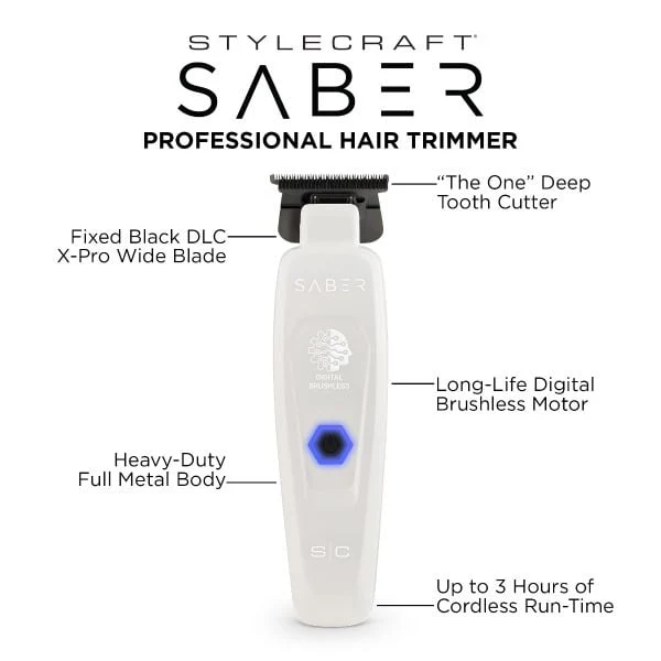 StyleCraft Brushless Saber Trimmer White | SC421W - Image 5